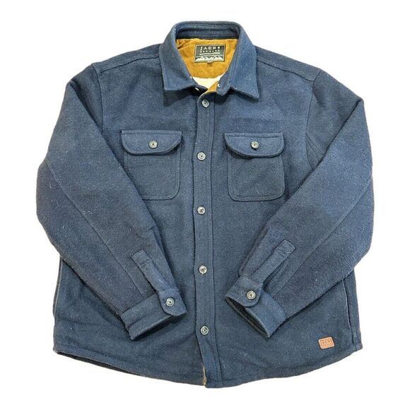 Jachs New York Men's Wool Blend Sherpa Lined Shirt Jacket Navy Blue XL - Picture 2 of 14